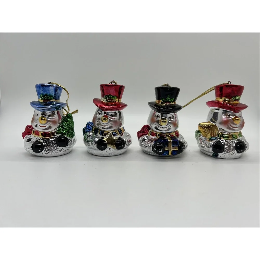 Holiday Style Porcelain Snowman Christmas Ornaments Set‎ Of 4